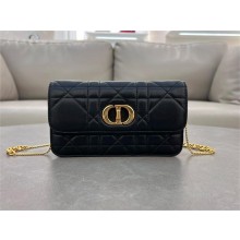 Dior Miss Caro Pouch with Chain in Black Macrocannage Lambskin 2024