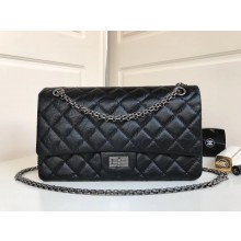 Chanel 2.55 Reissue Size 227 Bag in wrinkled calfskin black with silver hardware 