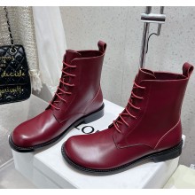 LOEWE  Leather ankle boots in burgundy  1118-2024