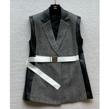 Louis Vuitton  Leather Accent Sleeveless Blazer 1AFTKH 2024