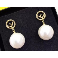 Fendi F Pearl Earrings Gold