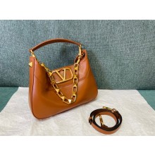 Valentino garavani Stud Sign Hobo Bag in Nappa Brown 2022 
