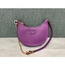 Valentino Mini Vlogo Signature Grainy Calfskin Hobo Bag purple 2022