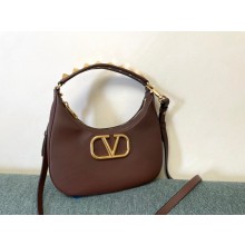 valentino STUD SIGN CALFSKIN HOBO BAG teak brown 2023