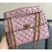 Valentino Rhombus Rockstud Spike Medium Chain Shoulder Bag Pink