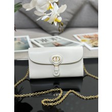 Dior Bobby East-West Pouch with Chain in Smooth Calfskin white 2023