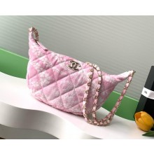 CHANEL Light Pink & White Printed Denim & Gold-Tone Metal Large Hobo Bag AS5431 2025