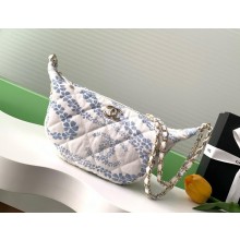 CHANEL blue & White Printed Denim & Gold-Tone Metal Large Hobo Bag AS5431 2025