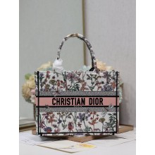 Dior medium Book Tote Bag in white Multicolor Dior Herbarium Embroidery 2024