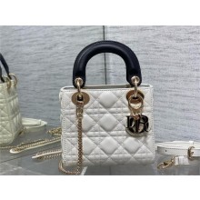 DIOR Mini Lady Dior Bag IN Two-Tone WHITE AND BLACK Cannage Lambskin 2024