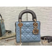 DIOR Mini Lady Dior Bag IN Two-Tone GRAY AND BLUE Cannage Lambskin 2024