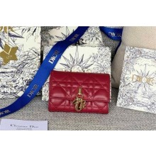 DIOR Dioriviera My Dior Glycine Wallet in red Cannage Lambskin 2024