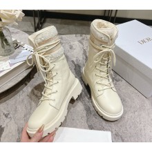 Dior D-Strike Ankle Boots in white Calfskin with shearling 2024