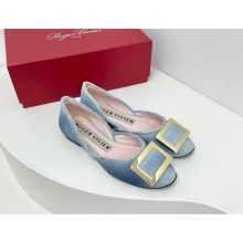 Roger Vivier Dorsay Metal Buckle Ballerinas in Denim 2023