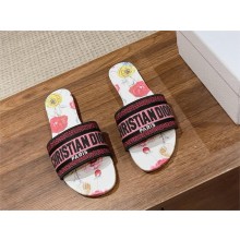 Dior White Multicolor Florilegio Embroidered Cotton Dway Flat Slide 2024