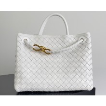 Bottega Veneta Intrecciato leather Medium Andiamo top handle Bag White