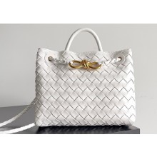 Bottega Veneta Intrecciato leather Small Andiamo top handle Bag White
