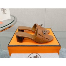 Hermes heel 5CM Giulia sandal in calfskin TAN 2023