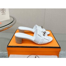 Hermes heel 5CM Giulia sandal in calfskin WHITE 2023
