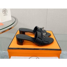Hermes heel 5CM Giulia sandal in calfskin BLACK 2023
