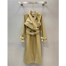 DIOR Beige Cotton Gabardine Belted Trench Coat with Criss Cross Collar 2023