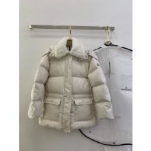 MONCLER DOWN JACKET WITH FUR WHITE 2024