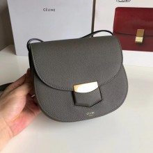 Celine Grained Calfskin Trotteur small/Medium Bag gray