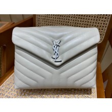 SAINT LAURENT loulou medium chain bag in quilted "y" leather white with silver hardware(original quality)