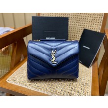 SAINT LAURENT loulou small chain bag en cuir matelassé «y» 494699 navy blue with gold hardware(ORIGINAL QUALITY)