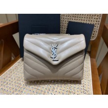 SAINT LAURENT loulou small chain bag en cuir matelassé «y» 494699 gray with silver hardware(ORIGINAL QUALITY)