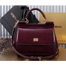 Dolce & Gabbana Medium Sicily handbag snake skin burgundy 2024