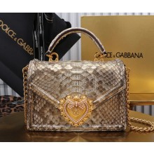 Dolce & Gabbana Small Devotion bag in python skin gold  2024