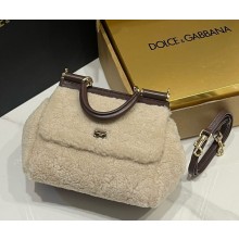 Dolce & Gabbana Sicily faux-shearling tote bag beige  2024