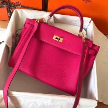 Hermes Kelly 28cm/32cm Bag In Original togo Leather With Gold/Sliver Hardware peach red