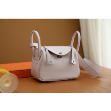 Hermes Mini Lindy 19cm Bag in original swift leather mauve pale/golden brown with gold hardware(handmade)