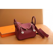 Hermes lindy mini touch bag Rouge Grenade with gold hardware(handmade)