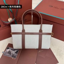 Loro Piana canvas/leather Ghiera SMALL Shopper Bag brown 2025