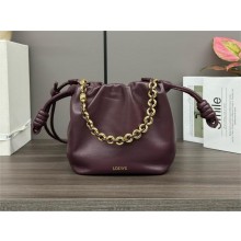 loewe Mini flamenco purse bag in mellow nappa lambskin dark burgundy 2024