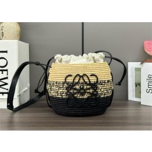 loewe Beehive Basket bag in raffia and calfskin Natural/black 2024