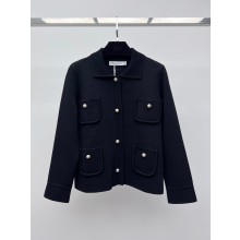 DIOR Black Technical Virgin Wool Knit Cropped Jacket 2023