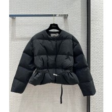 DIOR Black Quilted Wool and Silk Taffeta DiorAlps Down Jacket with Belt 2023