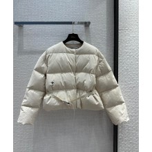 DIOR white Quilted Wool and Silk Taffeta DiorAlps Down Jacket with Belt 2023