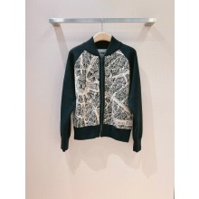 dior beige and Black Technical Mesh with Plan de Paris Motif Bomber Jacket 2023 