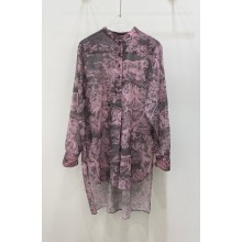 DIOR Gray and Pink Cotton Muslin with Toile de Jouy Reverse Motif Dioriviera Long Blouse 2023