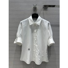 DIOR white Cotton Poplin Blouse with Puff Sleeves 2023