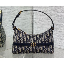 Dior 30 Montaigne Mini Hobo Shoulder Bag in Blue Dior Oblique Jacquard 2024