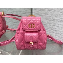 Dior small Dior Caro Backpack in fuchsia Macrocannage Lambskin 2024