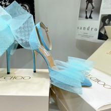 JIMMY CHOO Averly 100 suede bow-trimmed pumps lake blue 2022