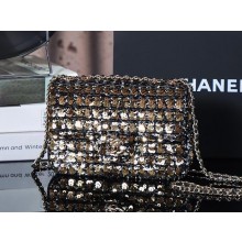 CHANEL Golden & Black Sequins & Gold-Tone Metal FLAP BAG AS4561 2025