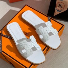 Hermes oran FLAT sandals White 06